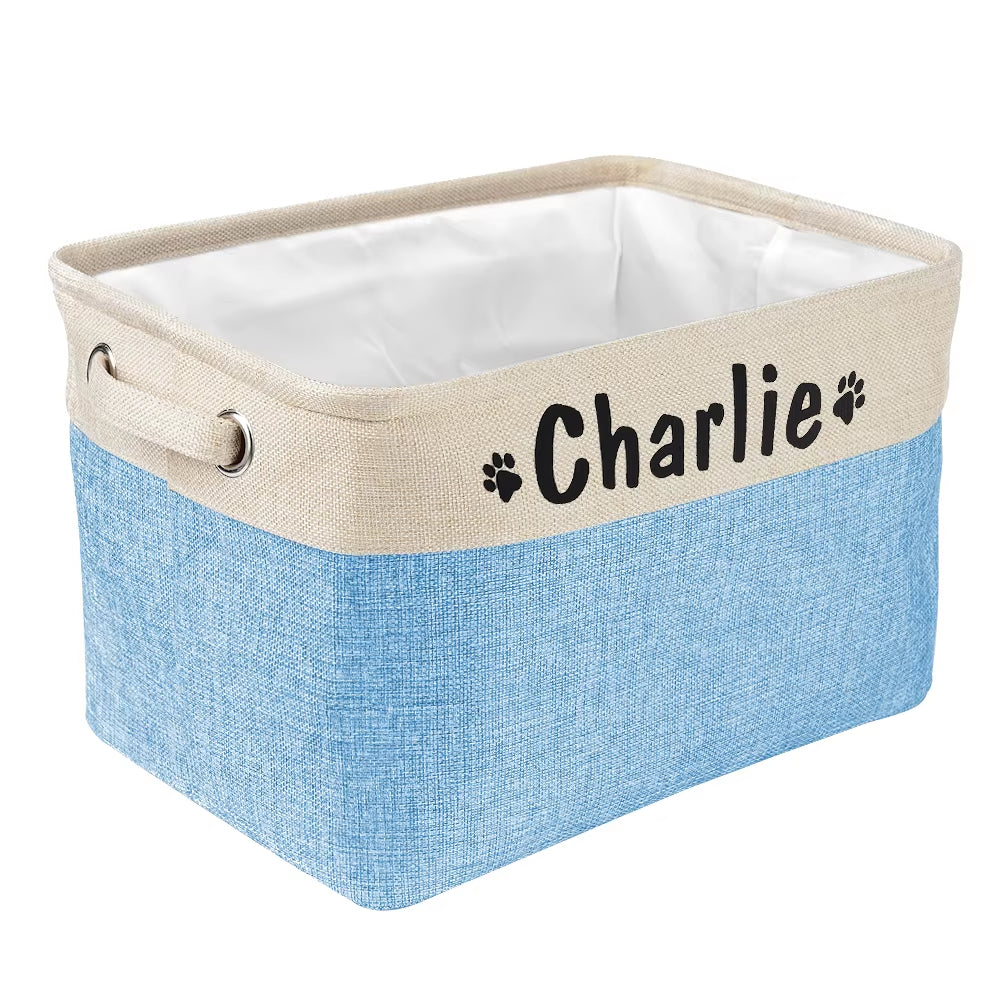 Custom Dog Toys Storage Bins Canvas Collapsible Dog Accessories Storage Basket Bin Pet Organizer Box Perfect for Organizing Toys