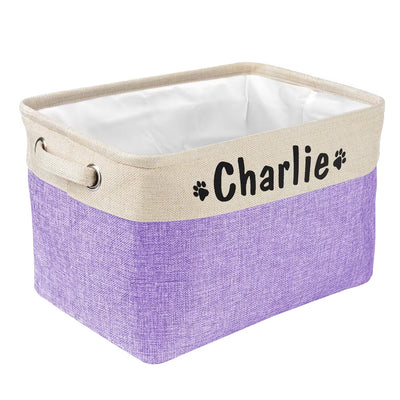 Custom Dog Toys Storage Bins Canvas Collapsible Dog Accessories Storage Basket Bin Pet Organizer Box Perfect for Organizing Toys