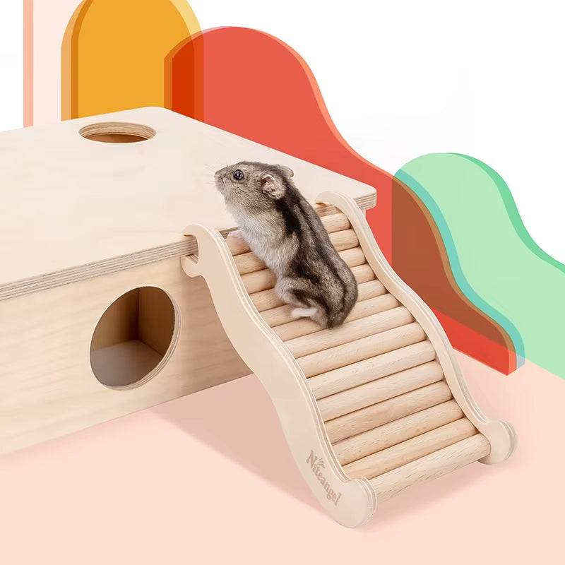 Hamster Wooden Ladder Small Pet Climbing Toy for Chinchilla Natural Hamster Exercising Toys Guinea Pig Accessories