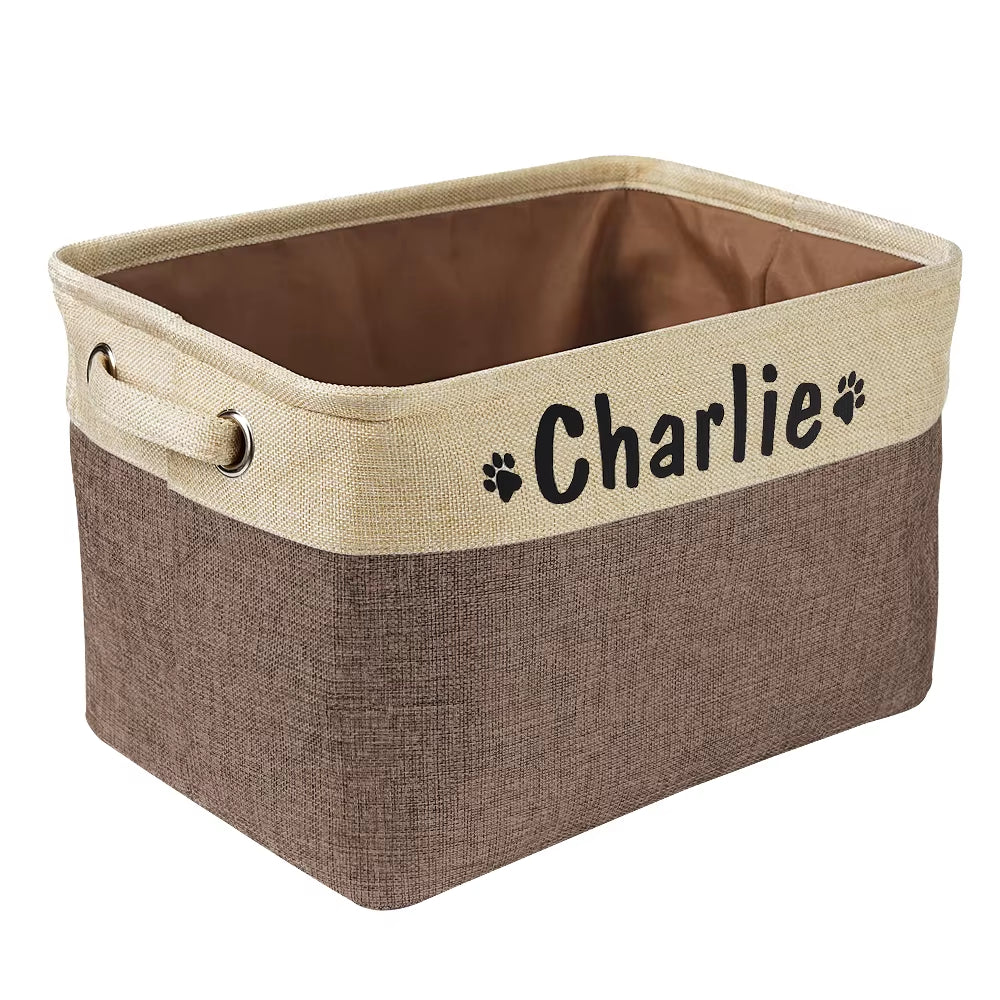 Custom Dog Toys Storage Bins Canvas Collapsible Dog Accessories Storage Basket Bin Pet Organizer Box Perfect for Organizing Toys