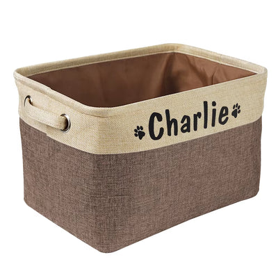 Custom Dog Toys Storage Bins Canvas Collapsible Dog Accessories Storage Basket Bin Pet Organizer Box Perfect for Organizing Toys