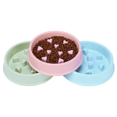 New Pet Dog Bowl Slow Feeder Plastic anti Choking Puppy Cat Eating Dish Bowl Anti-Gulping Food Plate