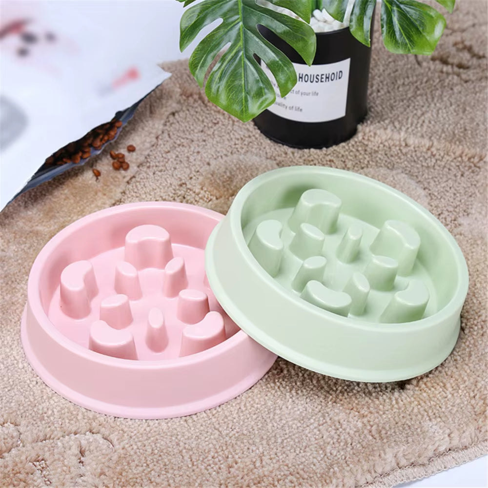 New Pet Dog Bowl Slow Feeder Plastic anti Choking Puppy Cat Eating Dish Bowl Anti-Gulping Food Plate