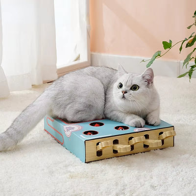 3 in 1 Cat Scratching Board Cats Interactive Toy Chase Hunt Mouse with Scratcher Funny Cat Stick Cat Hit Gophers Maze Tease Toy