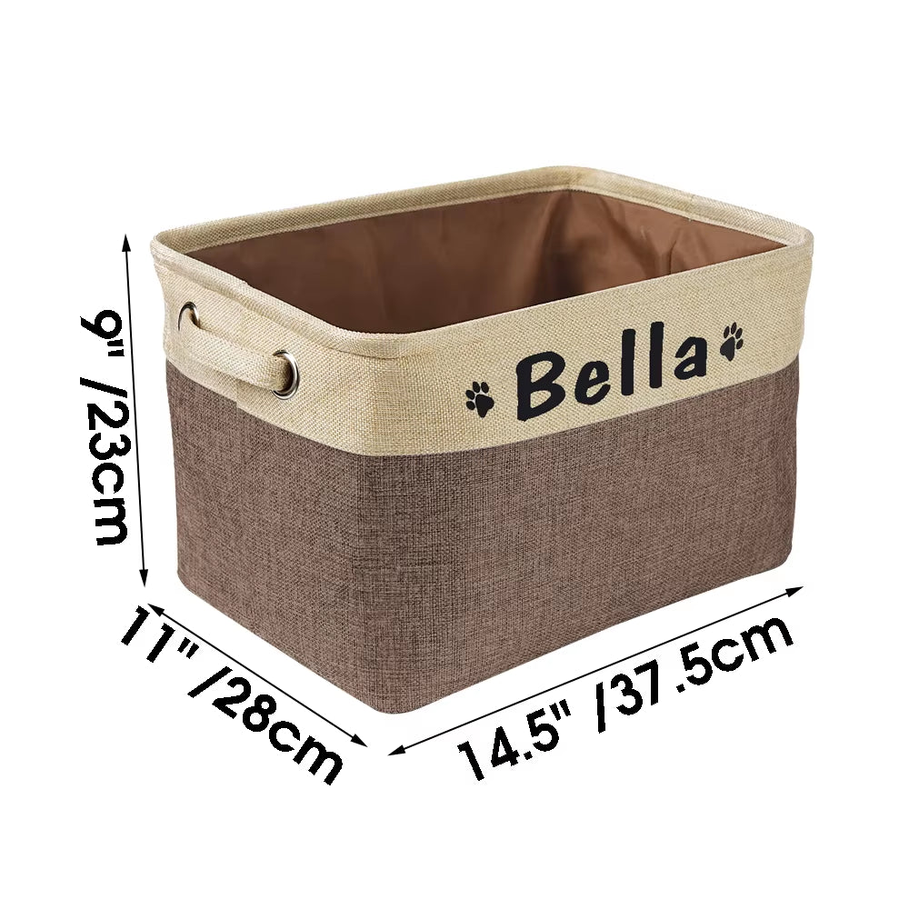 Custom Dog Toys Storage Bins Canvas Collapsible Dog Accessories Storage Basket Bin Pet Organizer Box Perfect for Organizing Toys