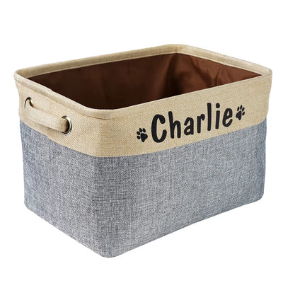 Custom Dog Toys Storage Bins Canvas Collapsible Dog Accessories Storage Basket Bin Pet Organizer Box Perfect for Organizing Toys