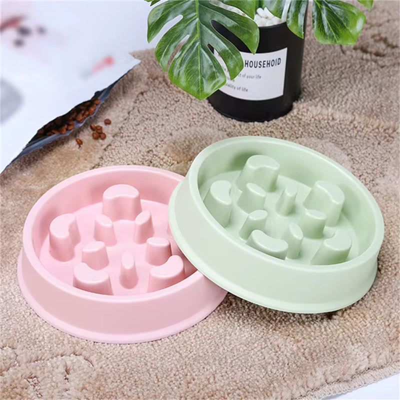 New Pet Dog Bowl Slow Feeder Plastic anti Choking Puppy Cat Eating Dish Bowl Anti-Gulping Food Plate