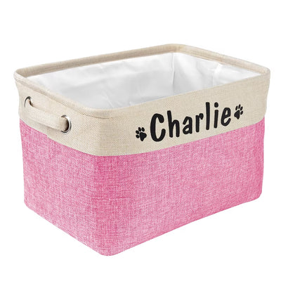 Custom Dog Toys Storage Bins Canvas Collapsible Dog Accessories Storage Basket Bin Pet Organizer Box Perfect for Organizing Toys
