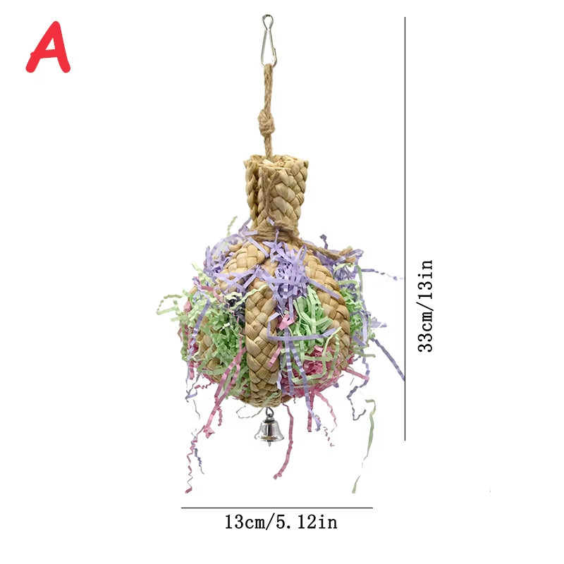 Parrot Shredder Toy Dry Anti-Biting Parrot Cage Foraging Toy Chewing Toy with Bell Parrots Toys and Bird Accessories for Pet Toy